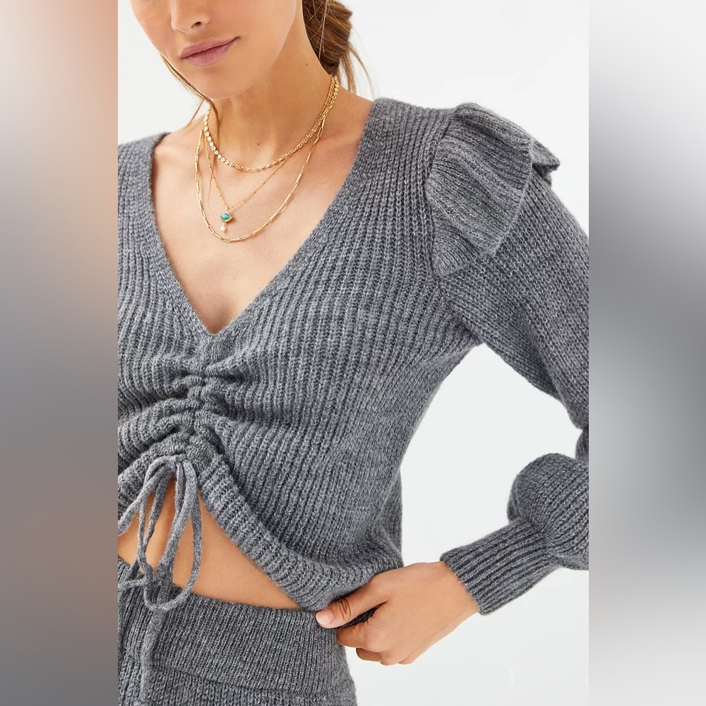 NWT Anthropologie Daily Practice Ruffled Knit Lounge Set - Picture 3 of 12
